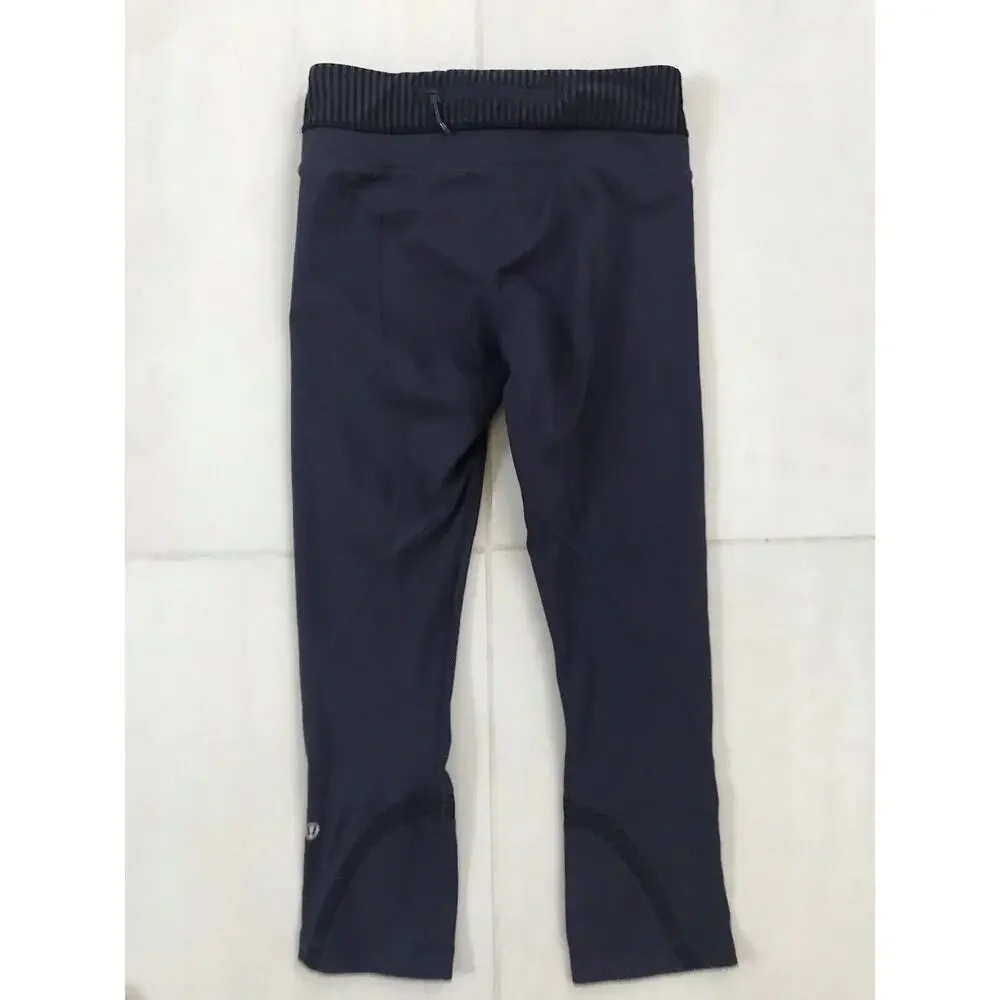 Lululemon Run Stripe Inspire Crop II Activewear Pants Cadet